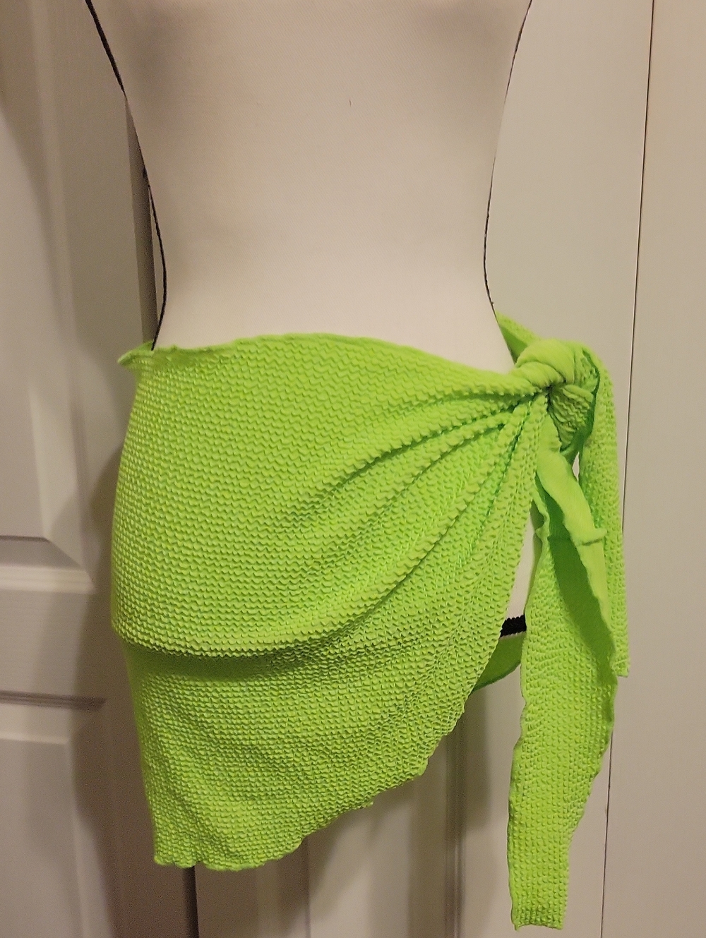 Neon Lime Textured Sarong Wrap Xl